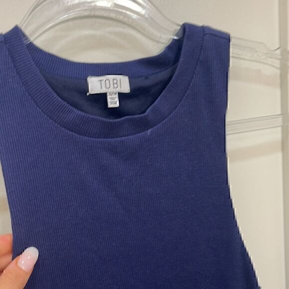 Tobi MAKING MOVES RIBBED SHIFT DRESS XS / NAVY - Picture 3 of 6